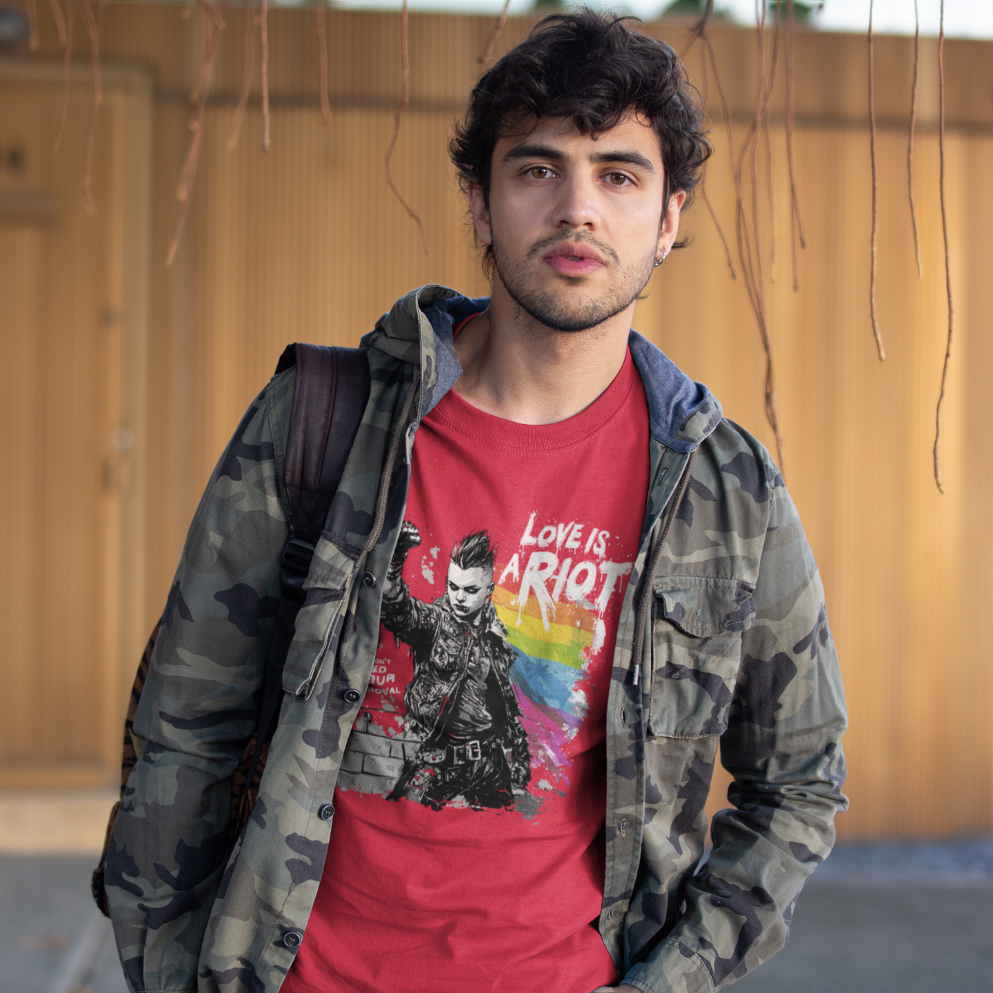 Love Is a Riot – Queer Punk T-Shirt - 2025 Pride (Dark Colors Edition, Bold Rainbow Protest Design)