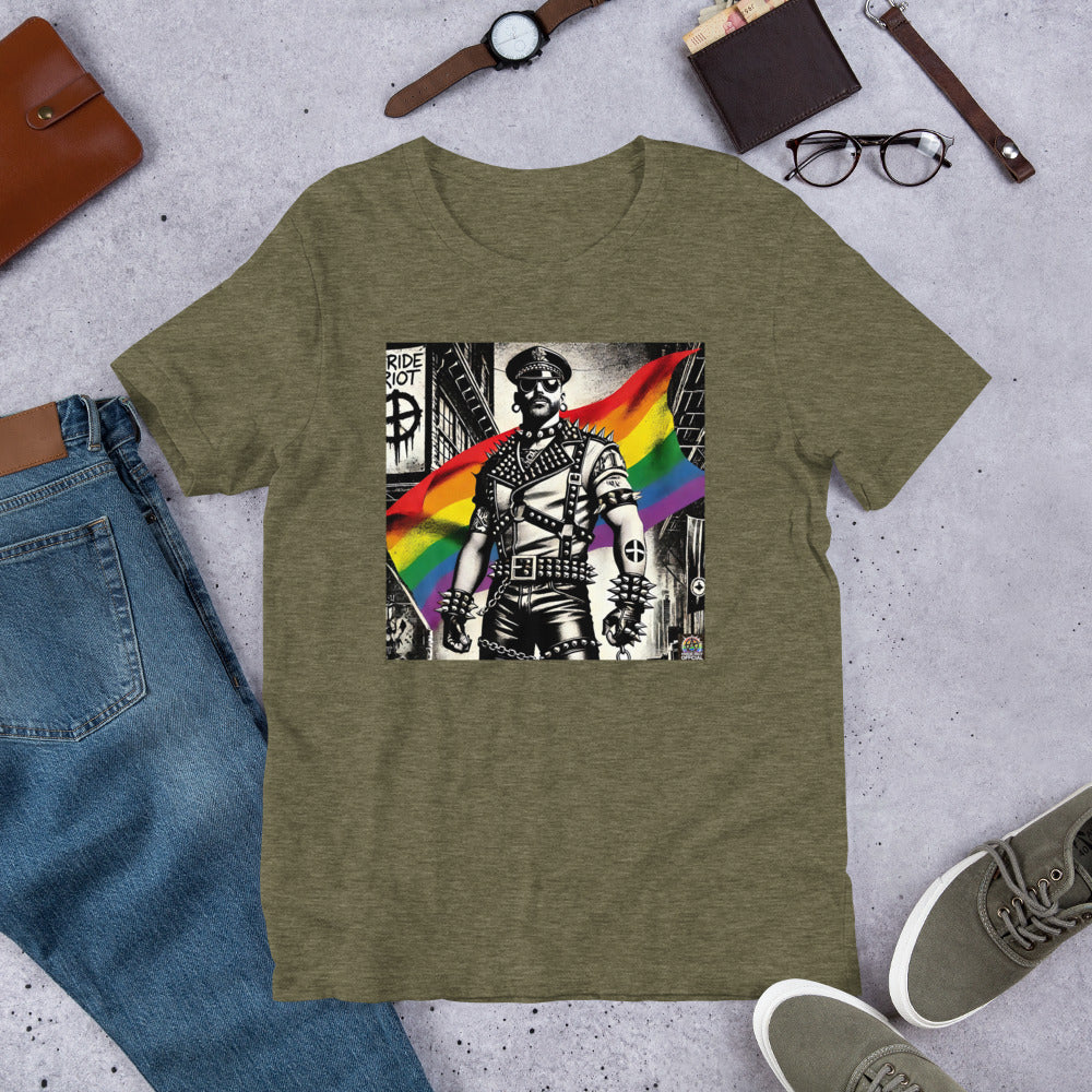 Leather Rebellion Pride Tee | Queer Punk Commander T-Shirt | LGBTQ+ Streetwear Shirt | Pride Riot 2025