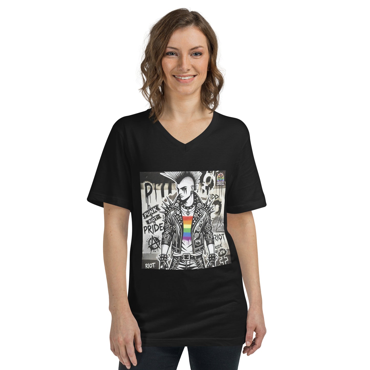 π₯ Pride Riot Official β Anarchy Pride Punk V-Neck Tee π₯
