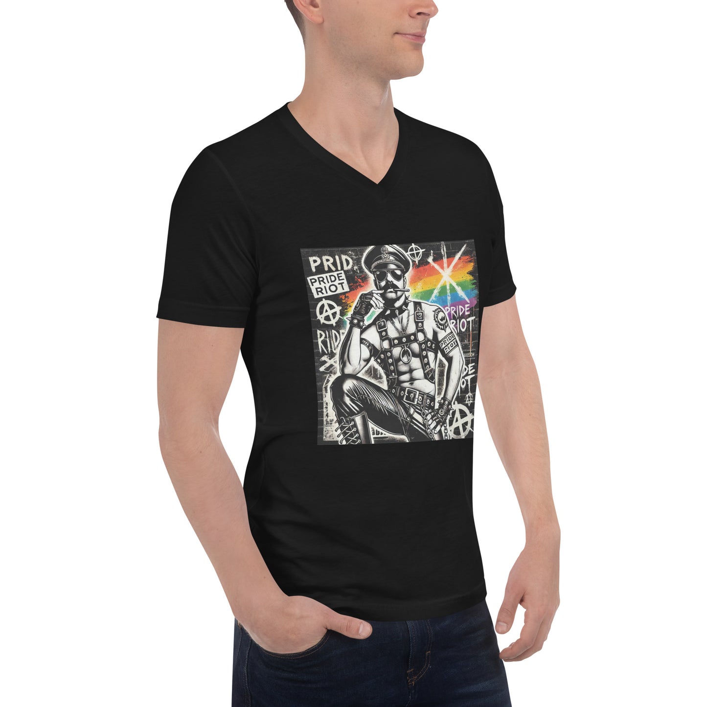 π₯ Pride Riot Official β Leather Daddy V-Neck Tee π₯