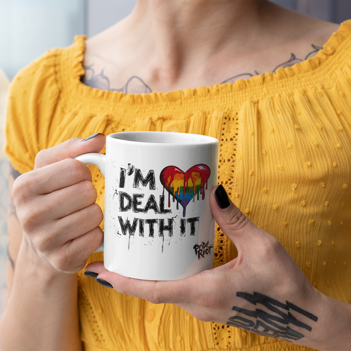 Bleeding Heart Pride Mug | LGBTQ+ “I’m Queer – Deal With It” Ceramic Mug