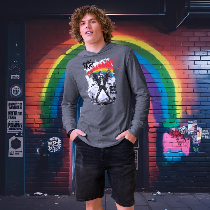 Blessed Rebellion Unisex Hooded Long Sleeve Tee | Pride Riot LGBTQ+ Punk Apparel