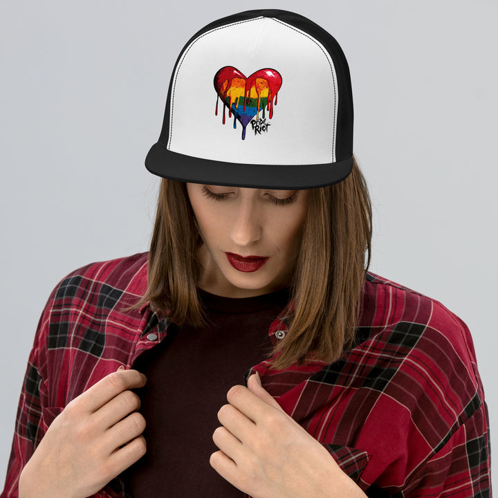 Bleeding Heart Trucker Hat – Light Edition | LGBTQ+ Pastel Pride Snapback Cap for Soft Rebellion & Queer Comfort