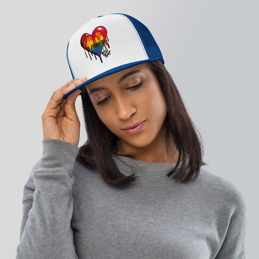Bleeding Heart Trucker Hat – Light Edition | LGBTQ+ Pastel Pride Snapback Cap for Soft Rebellion & Queer Comfort