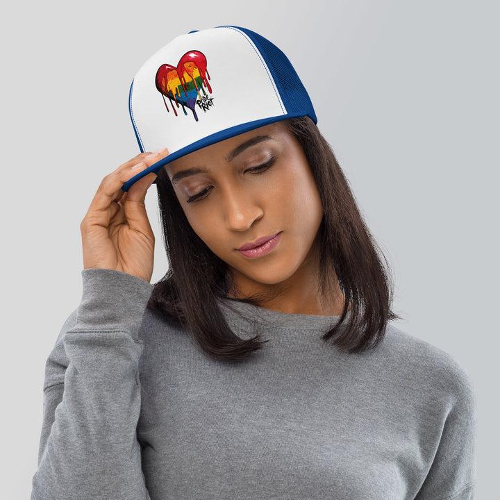 Bleeding Heart Trucker Hat – Light Edition | LGBTQ+ Pastel Pride Snapback Cap for Soft Rebellion & Queer Comfort