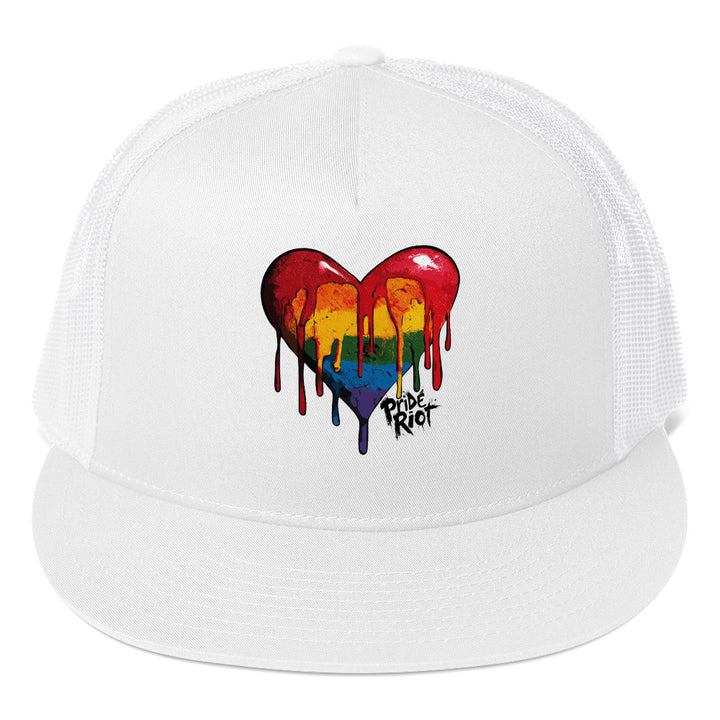 Bleeding Heart Trucker Hat – Light Edition | LGBTQ+ Pastel Pride Snapback Cap for Soft Rebellion & Queer Comfort