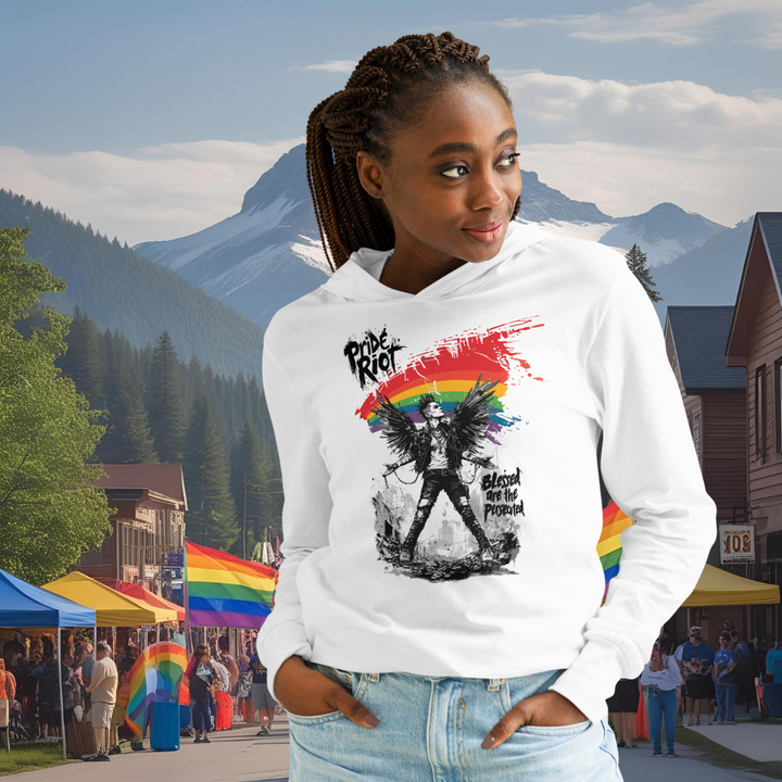 Blessed Rebellion Unisex Hooded Long Sleeve Tee | Pride Riot LGBTQ+ Punk Apparel
