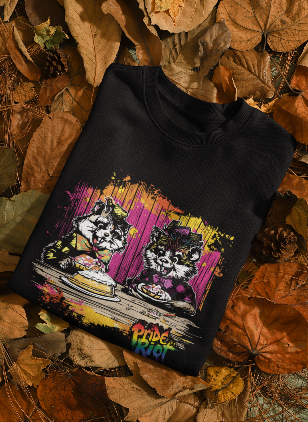 Friendsgiving Beavers sweatshirt — black, front — Pride Riot