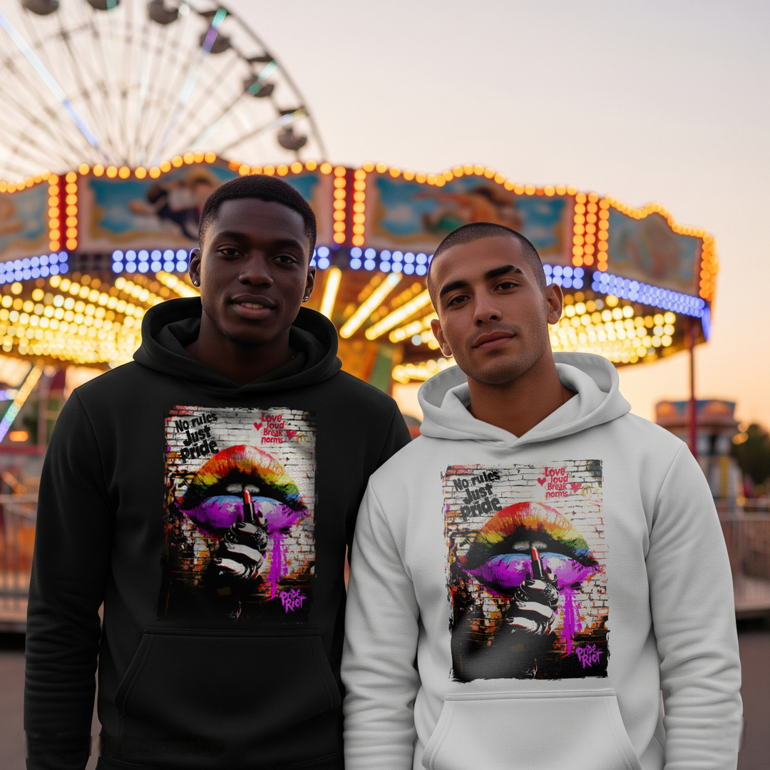 No Rules Just Pride – Rainbow Lip Hoodie | LGBTQ+ Queer Punk Sweatshirt