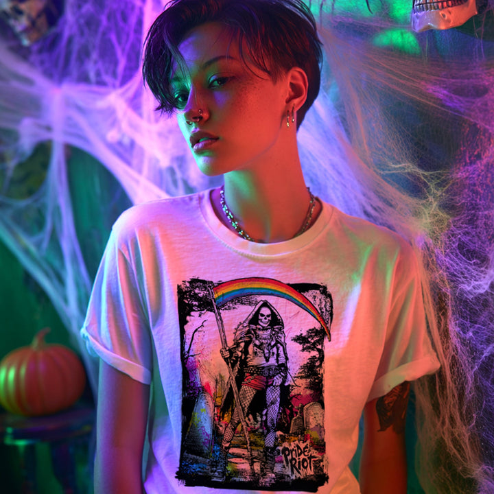 Rainbow Reaper Tee | Queer Goth Punk Pride Shirt | Pride Riot
