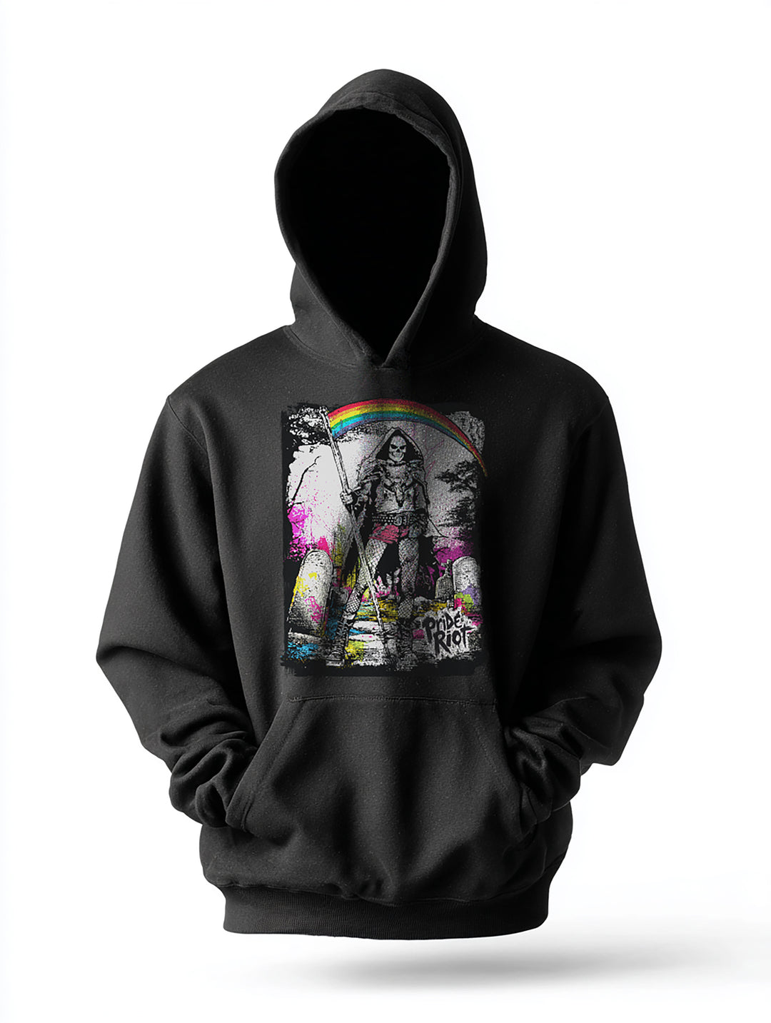 Rainbow Reaper Hoodie | Queer Goth Punk Pride Apparel | Pride Riot