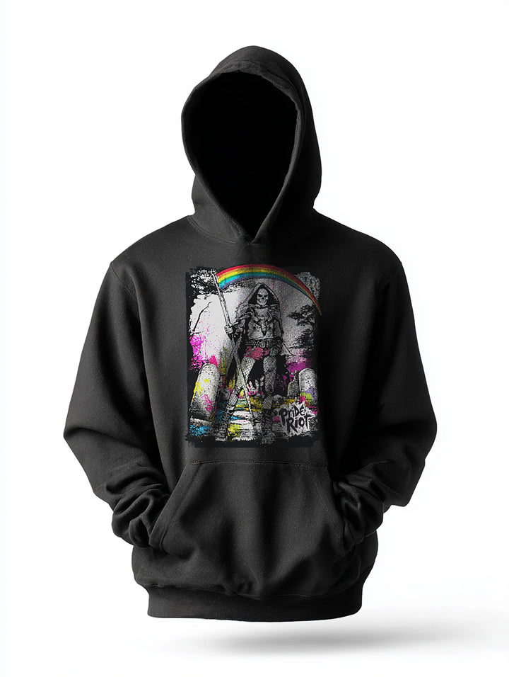 Rainbow Reaper Hoodie | Queer Goth Punk Pride Apparel | Pride Riot