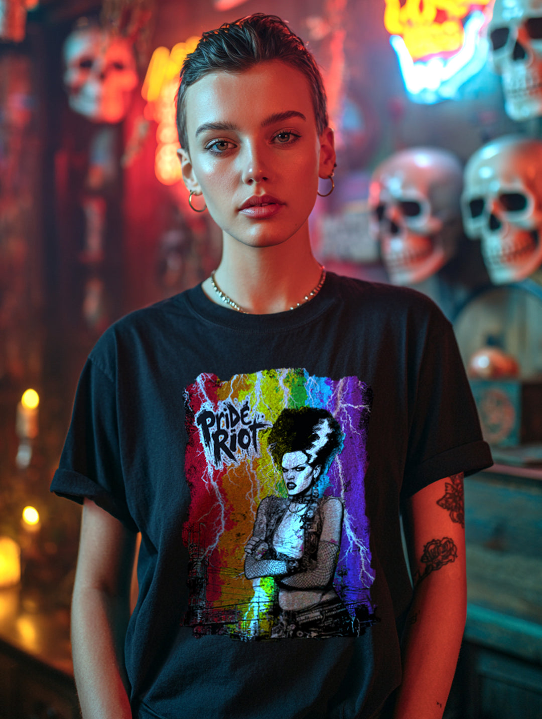 Bride of Frankenstein Tee | Queer Punk Horror Pride Shirt | Pride Riot