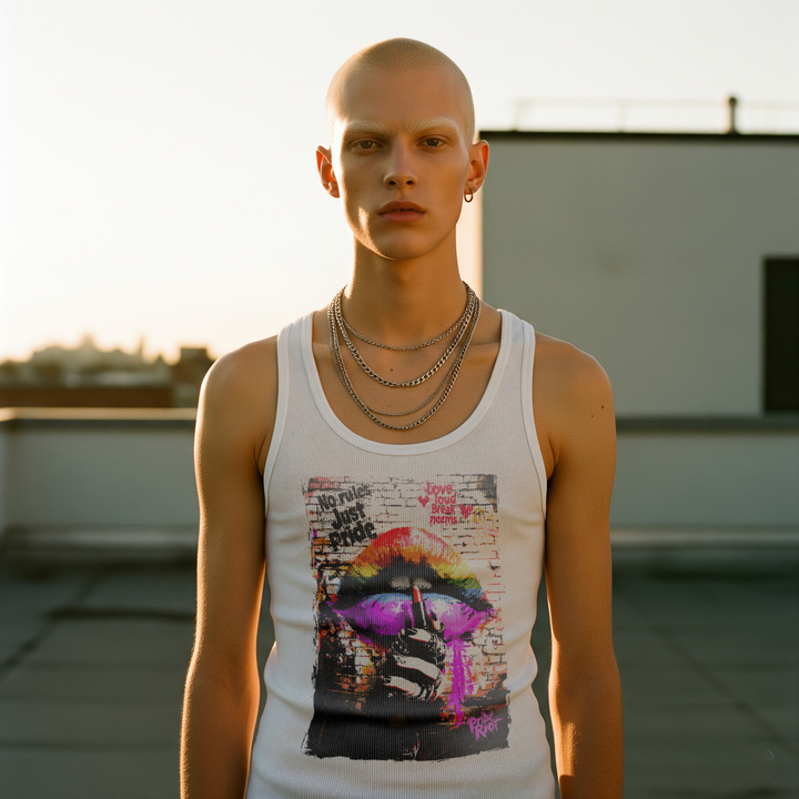 No Rules Just Pride – Rainbow Lip Unisex Tank Top | LGBTQ+ Summer Punk Gear