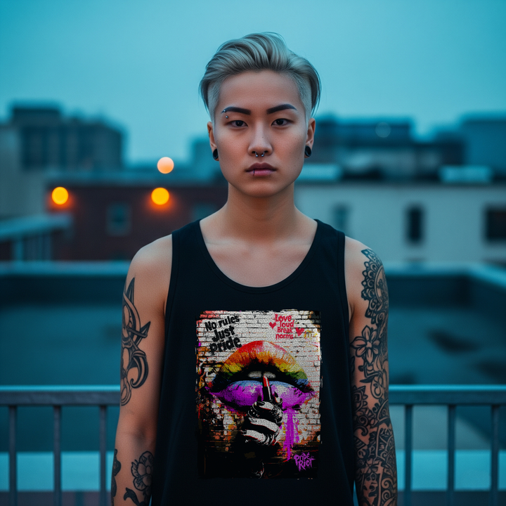 No Rules Just Pride – Rainbow Lip Unisex Tank Top | LGBTQ+ Summer Punk Gear