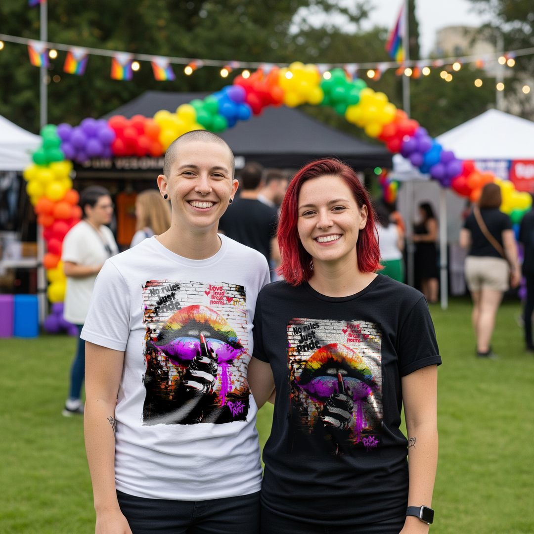 No Rules Just Pride – Rainbow Lip Graphic Tee | LGBTQ+ Punk Shirt