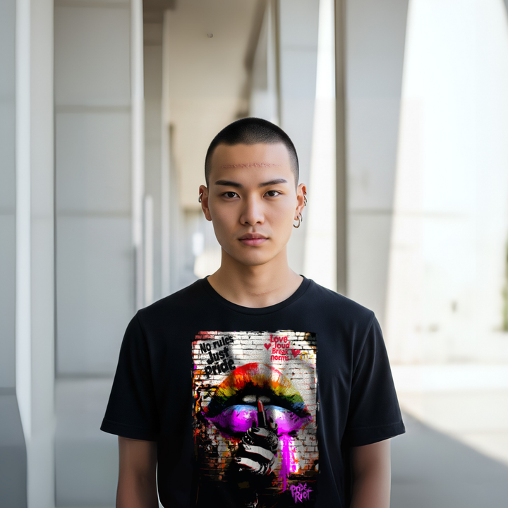 No Rules Just Pride – Rainbow Lip Graphic Tee | LGBTQ+ Punk Shirt