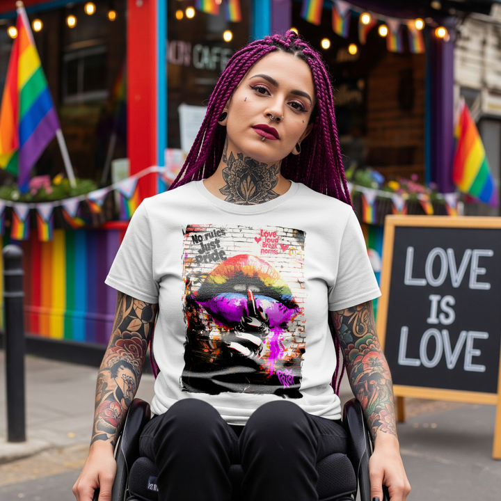 No Rules Just Pride – Rainbow Lip Graphic Tee | LGBTQ+ Punk Shirt