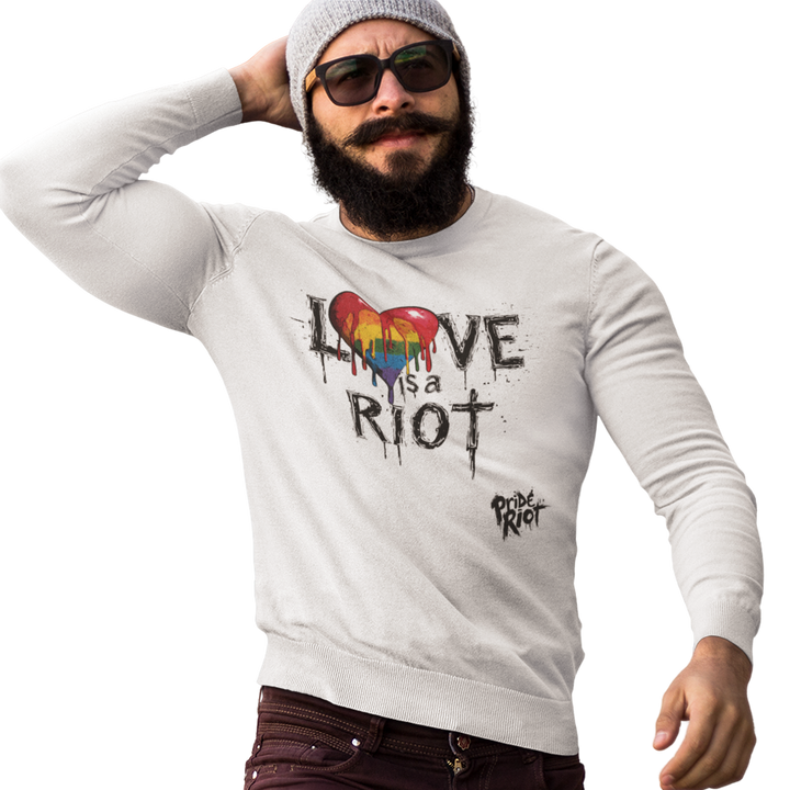 Bleeding Hearts Love is a Riot (Light) — Sweatshirt — worn, PRIDE RIOT®