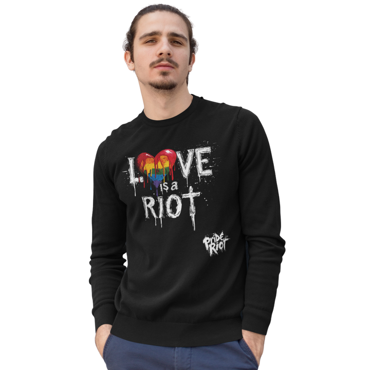 Bleeding Hearts Love is a Riot (Dark) — Sweatshirt — worn, PRIDE RIOT®