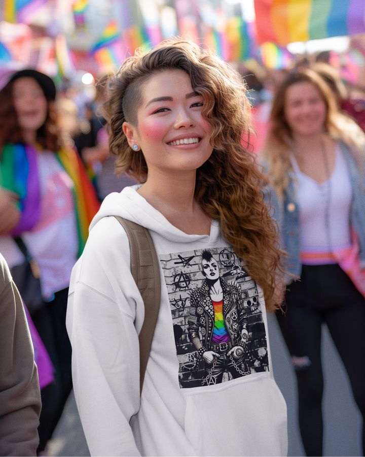 Pride Riot Official Punk Queen Icon Hoodie – Queer Punk Streetwear for LGBTQ+ Protest, Pride, and Everyday Rebellion