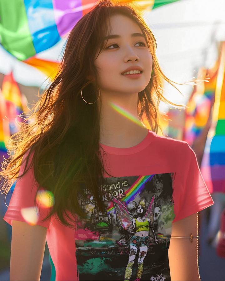 Neverland Is Queer Tinker Bell Shirt – LGBTQ+ Punk Fairy Graphic Tee | Pride Riot Unisex Cotton T-Shirt