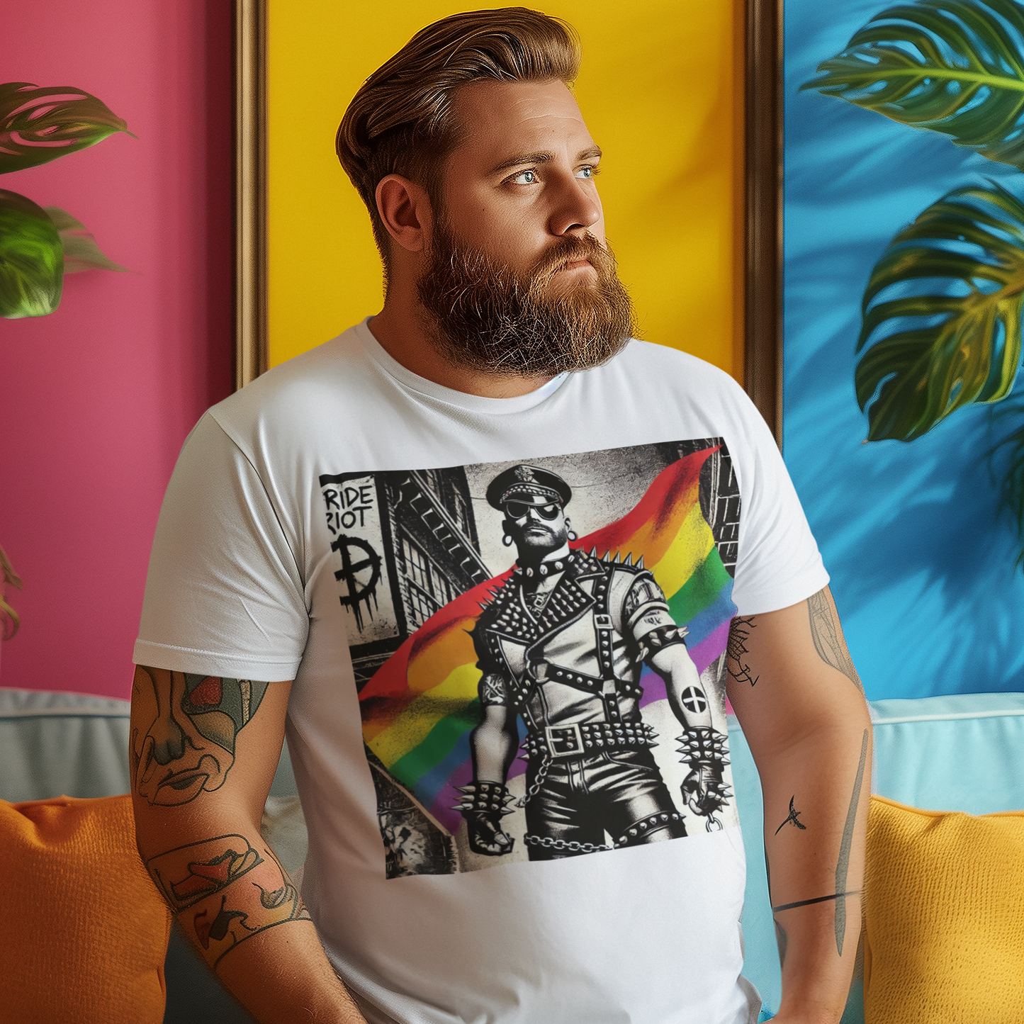 Leather Rebellion Pride Tee | Queer Punk Commander T-Shirt | LGBTQ+ Streetwear Shirt | Pride Riot 2025