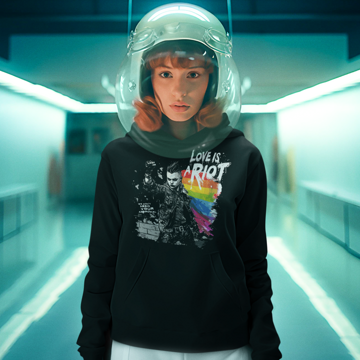 Love is a Riot Hoodie | Dark Queer Punk Pride Sweatshirt | LGBTQ+ Streetwear | Unisex Hoodie | 2025 Pride Riot Official