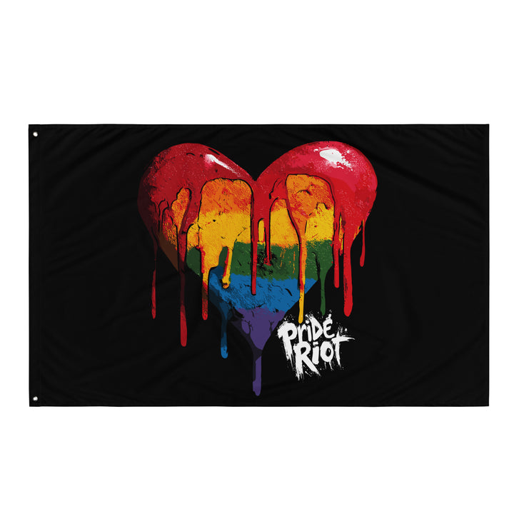 Bleeding Heart Horizontal Pride Flag | LGBTQ+ Black Banner for Queer Rage, Rebellion & Sacred Space