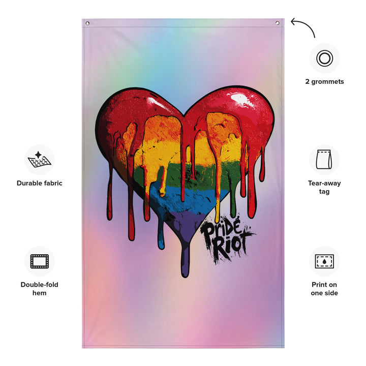 Bleeding Heart Vertical Pride Flag | LGBTQ+ Wall Flag for Queer Home Decor & Statement Space Vibes