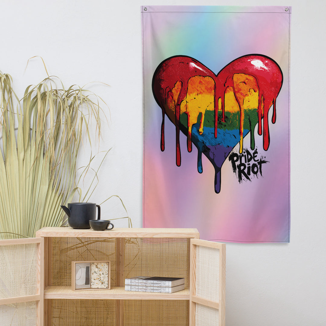 Bleeding Heart Vertical Pride Flag | LGBTQ+ Wall Flag for Queer Home Decor & Statement Space Vibes