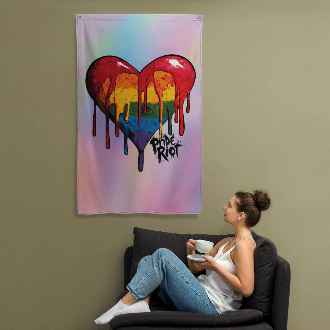 Bleeding Heart Vertical Pride Flag | LGBTQ+ Wall Flag for Queer Home Decor & Statement Space Vibes
