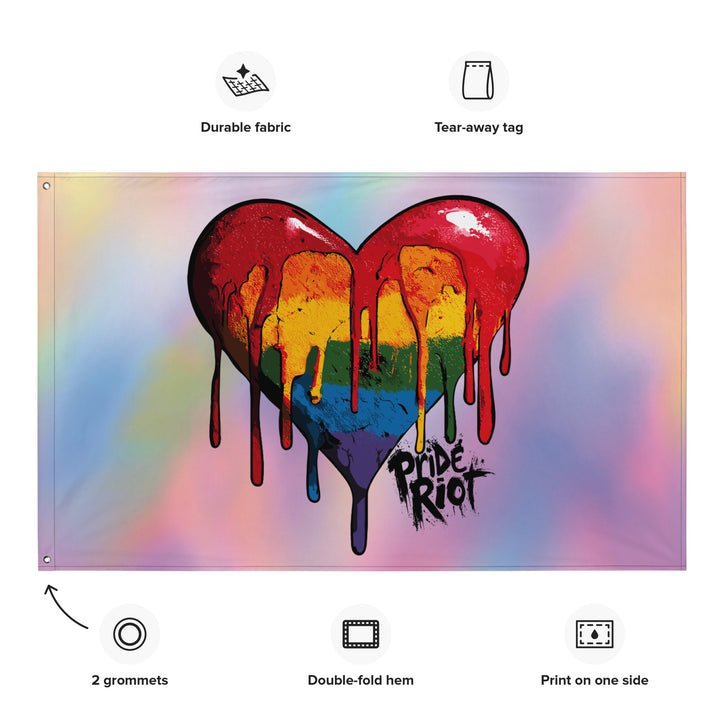 Bleeding Heart Horizontal Pride Flag | LGBTQ+ Wall Banner for Bold Queer Expression & Sacred Space