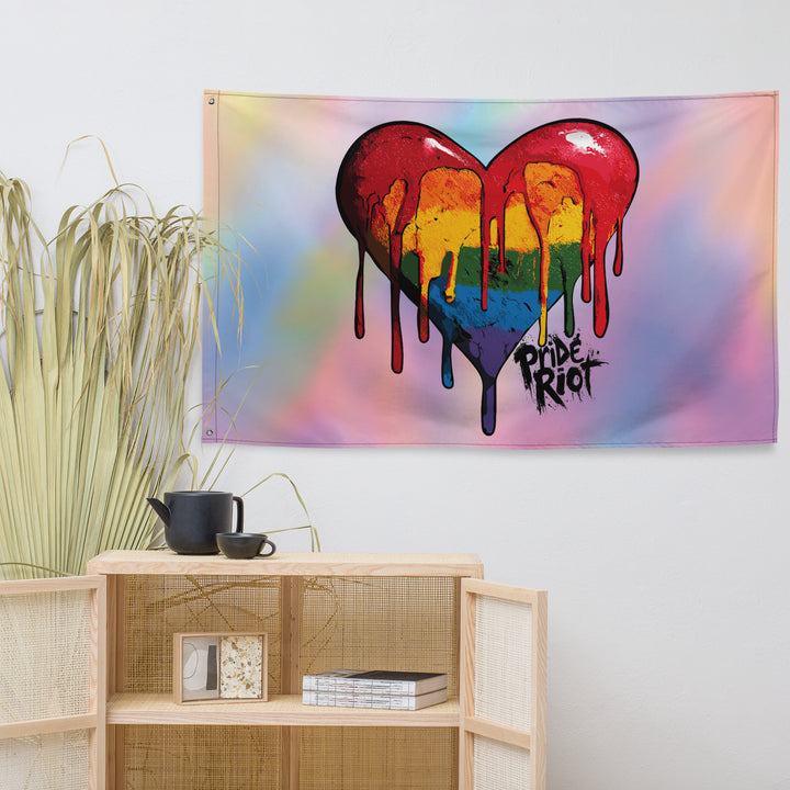 Bleeding Heart Horizontal Pride Flag | LGBTQ+ Wall Banner for Bold Queer Expression & Sacred Space