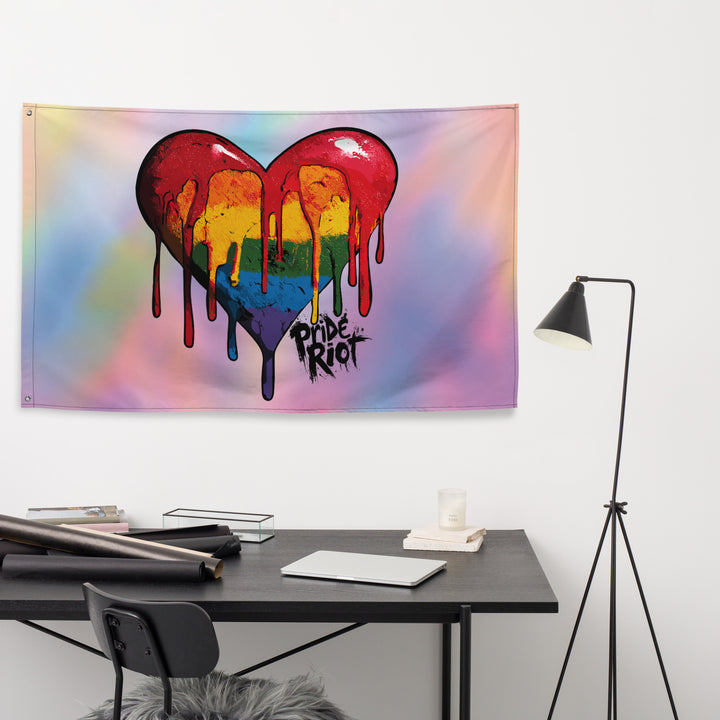 Bleeding Heart Horizontal Pride Flag | LGBTQ+ Wall Banner for Bold Queer Expression & Sacred Space