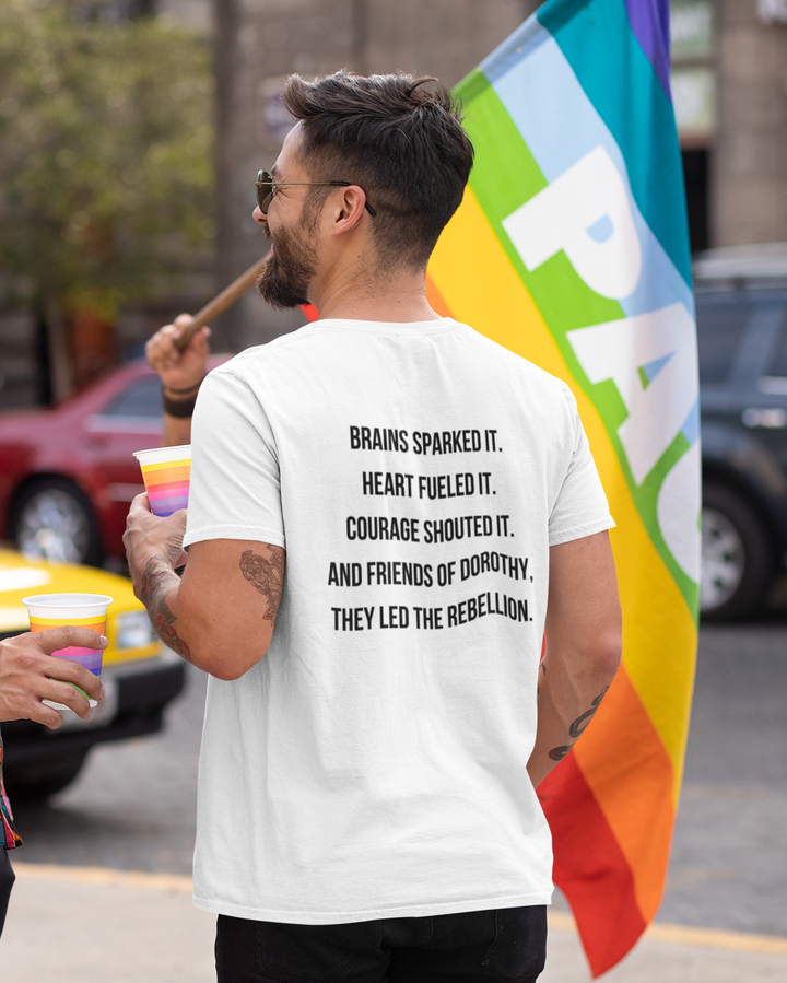 “Friends of Dorothy Led the Rebellion” Tee – Wizard of Oz Exclusive - Pride Riot 2025 Oz Drop