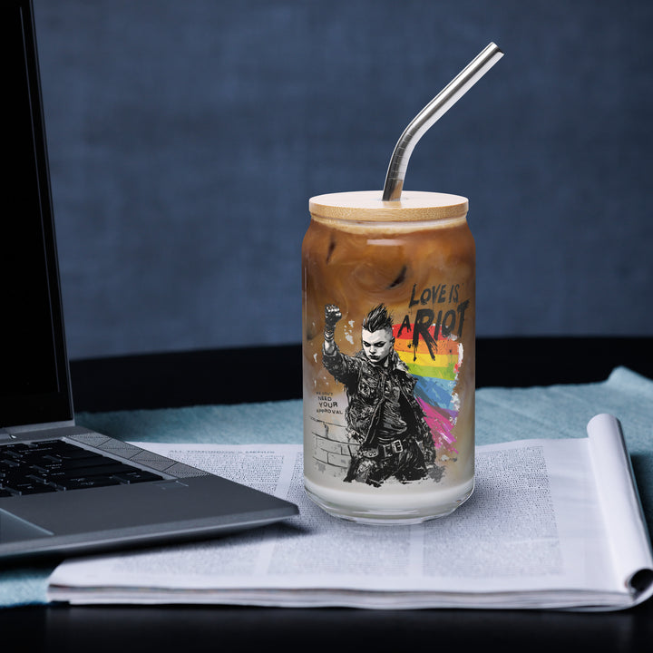 Love Is a Riot – Queer Punk Can Glass (16 oz) | The Riot Was Just the Beginning
