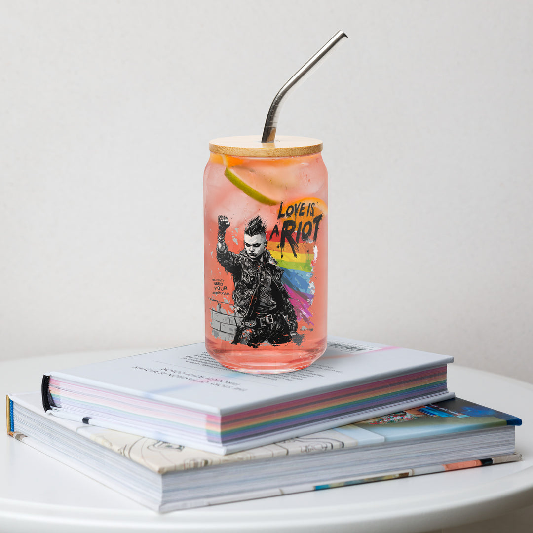 Love Is a Riot – Queer Punk Can Glass (16 oz) | The Riot Was Just the Beginning