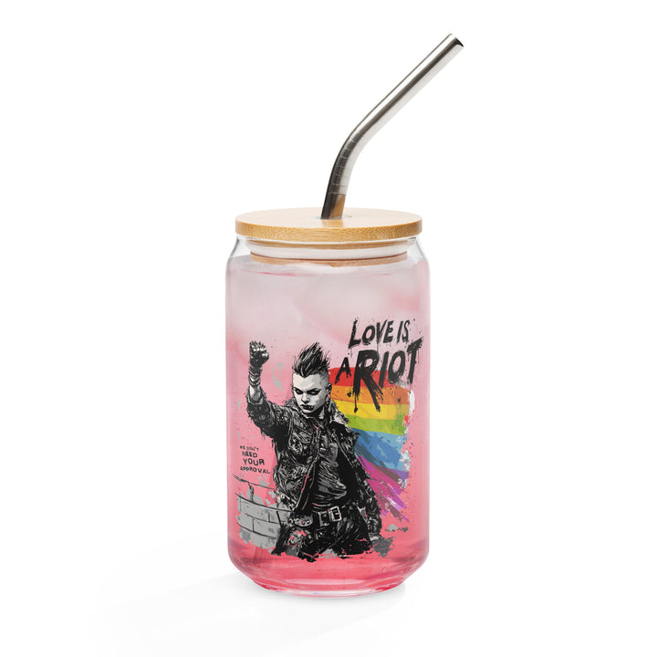 Love Is a Riot – Queer Punk Can Glass (16 oz) | The Riot Was Just the Beginning