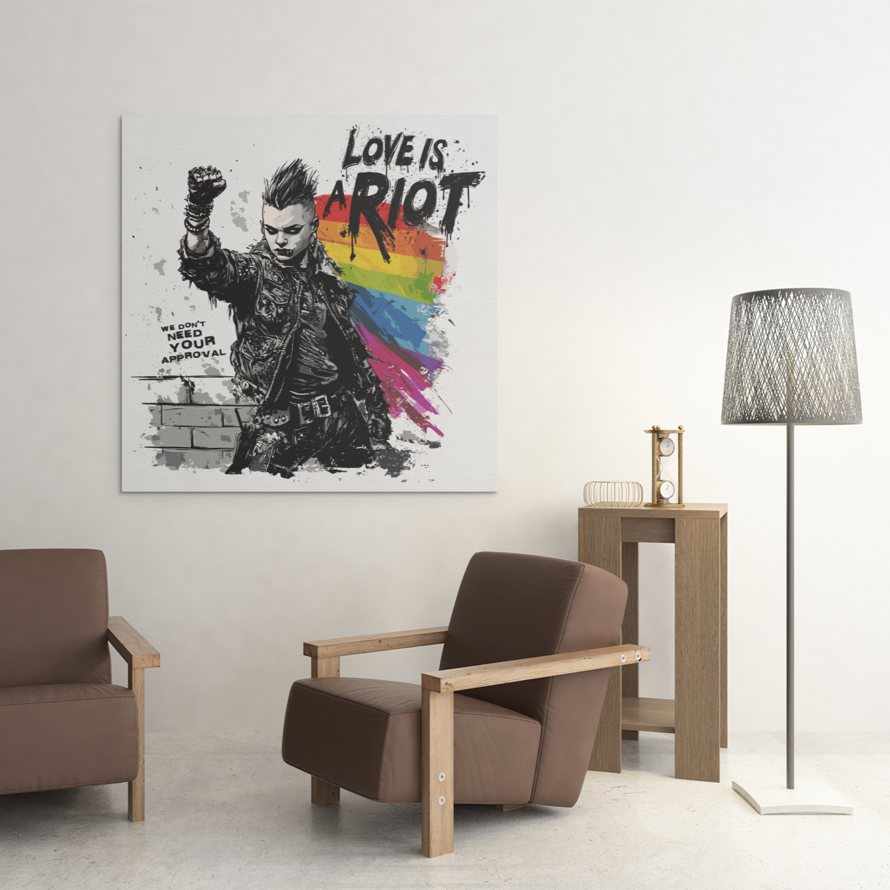 Love Is a Riot – Square Canvas Print (Queer Punk Wall Art)