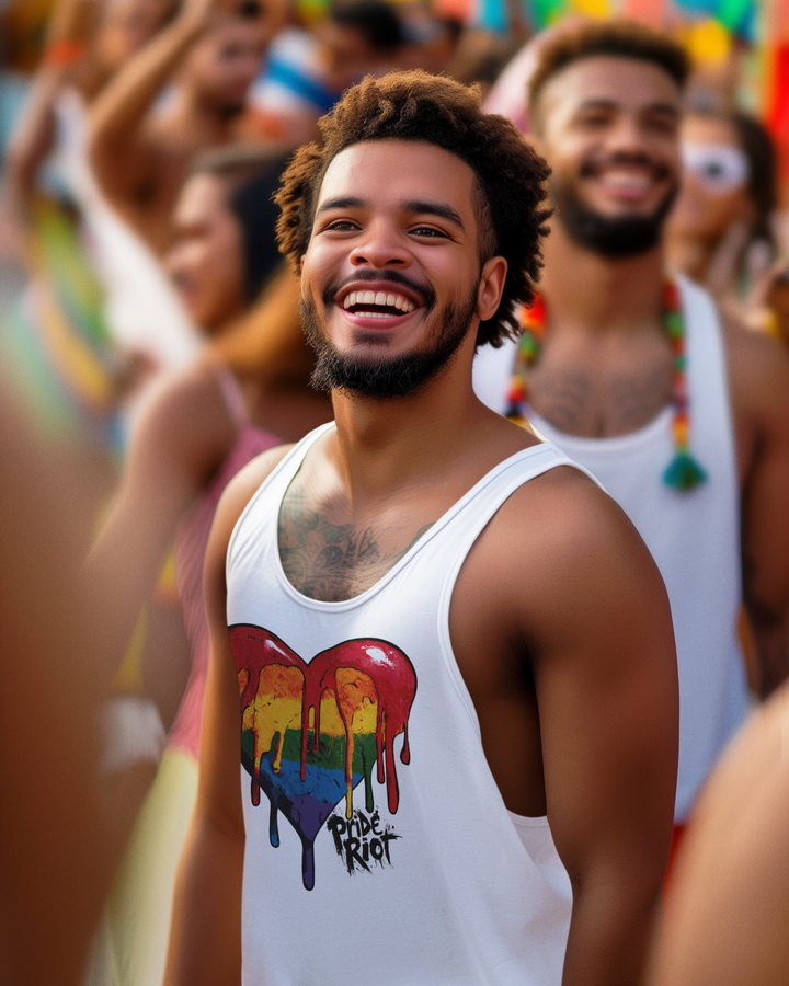 Bleeding Heart Pride Tank – Light Edition | LGBTQ+ Unisex Pastel Tank Top for Queer Comfort & Soft Strength