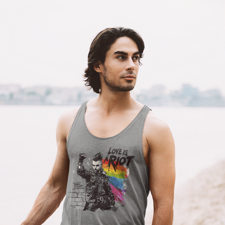 Love Is a Riot – Queer Punk Tank Top 2025 Pride (Light Colors Edition, Soft Cotton Fit)