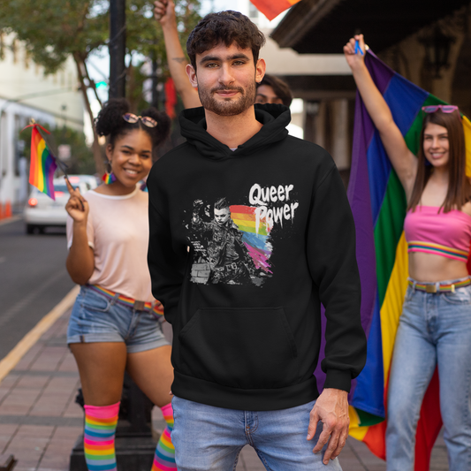 Unisex Hoodie QUEER POWER Hoodie – Dark Edition | Unisex LGBTQ+ Punk Pride Sweatshirt for Protest, Streetwear & Everyday Rebellion