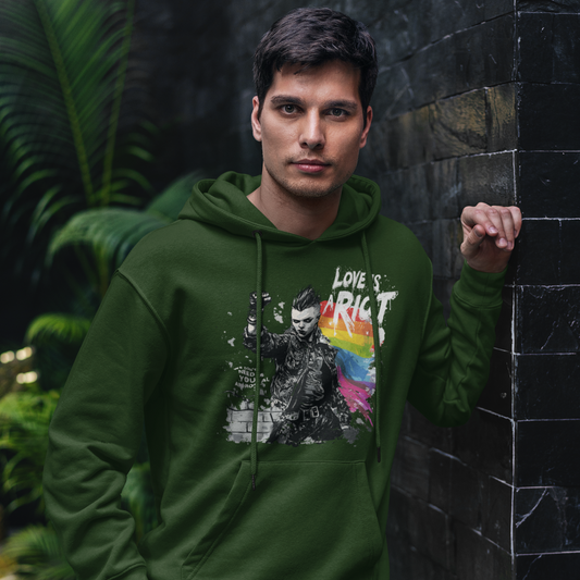 Love is a Riot Hoodie | Dark Queer Punk Pride Sweatshirt | LGBTQ+ Streetwear | Unisex Hoodie | 2025 Pride Riot Official