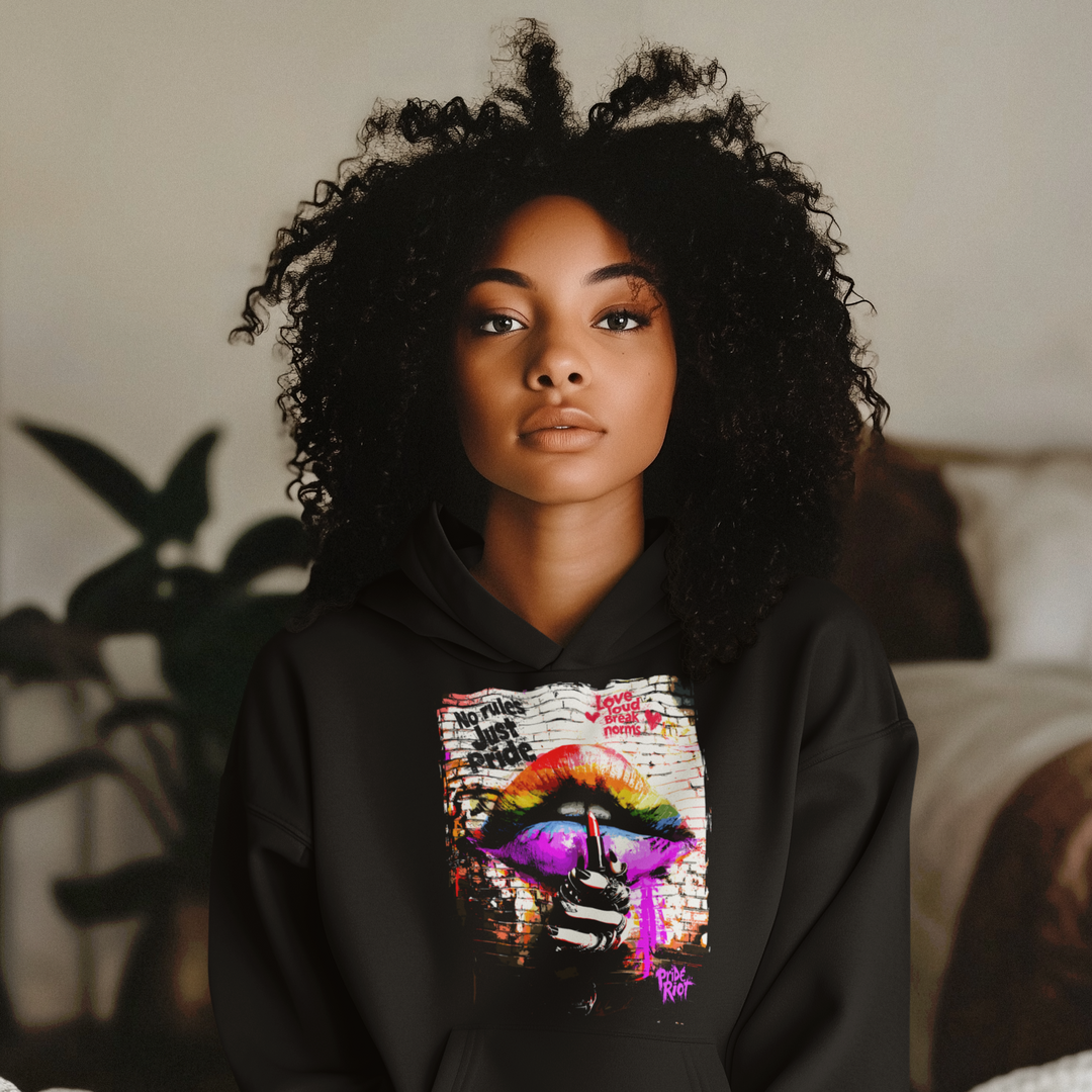 No Rules Just Pride – Rainbow Lip Hoodie | LGBTQ+ Queer Punk Sweatshirt