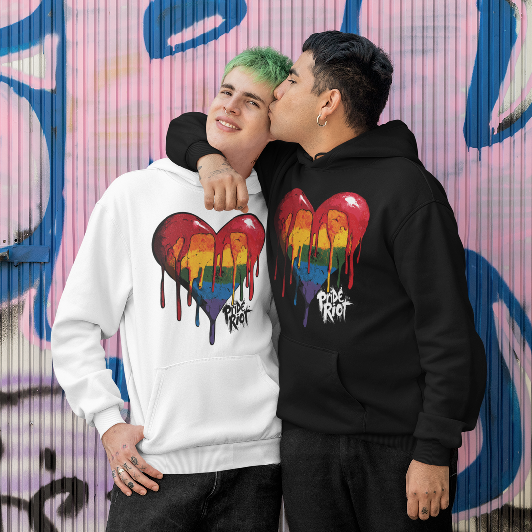 Bleeding Heart Pride Hoodie – Dark Edition | Queer Punk Unisex Hoodie for LGBTQ+ Statement Style