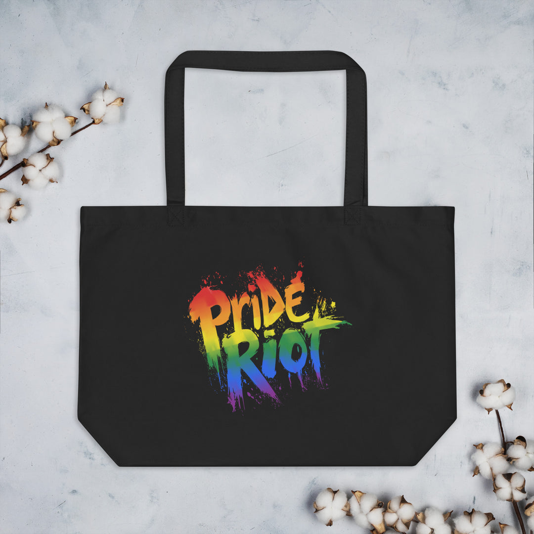 Bleeding Heart Organic Tote Bag – Dark Edition | LGBTQ+ Large Black Pride Tote for Everyday Rebellion