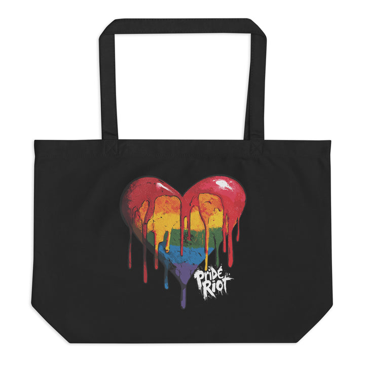 Bleeding Heart Organic Tote Bag – Dark Edition | LGBTQ+ Large Black Pride Tote for Everyday Rebellion