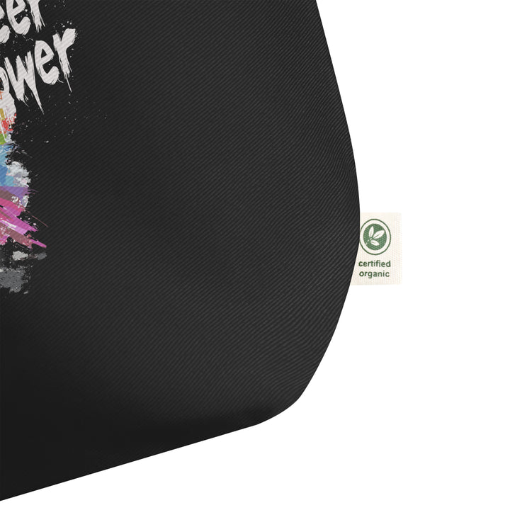 Queer Power / Love Is a Riot – Reversible Black Organic Cotton Tote Bag (Dual-Sided Pride Design, Heavy-Duty 6 Gal)