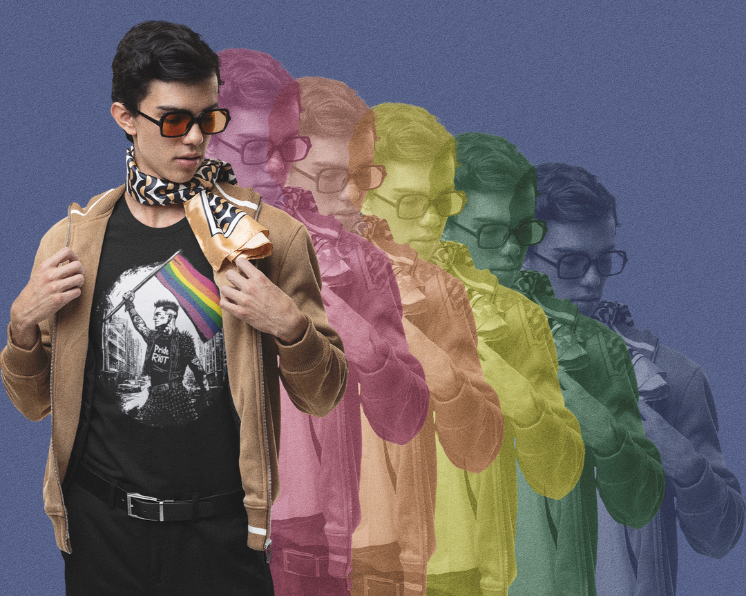 Flagbearer Pride Tee – Unisex LGBTQ+ Shirt | Punk-Inspired, Bella + Canvas 3001 | Celebrate Pride with Pride Riot Apparel